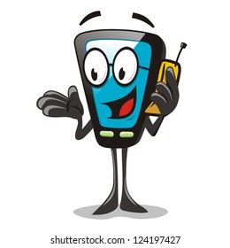 Cartoon cellphone talking on the phone
