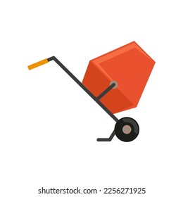 Cartoon cement mixer isolated on white. Construction equipment. Vector illustration of tools for building. Industry concept