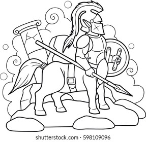 Cartoon centaur with a spear in his hand