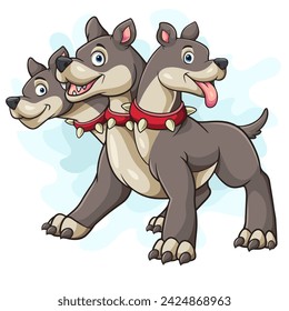 Cartoon Cerberus dog on white background