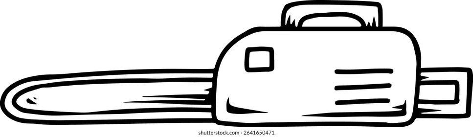 Cartoon Chainsaw Tool Line Illustration