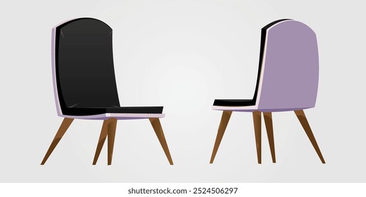 Cartoon chair vector with a simple and playful design. Perfect for furniture-themed illustrations, children's books, or interior design projects, adding a fun and lighthearted touch.