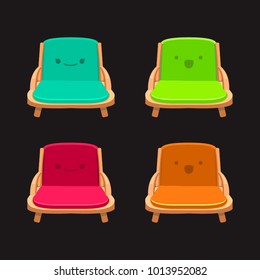 Cartoon Chairs with Expressions - Mobile Game Elements - 2d Assets