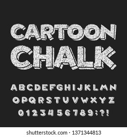 Cartoon Chalk Alphabet Font. Hand Written Comic Letters And Numbers. Stock Vector Typescript.