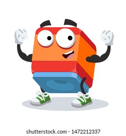 cartoon chalk for snooker billiards mascot shows its strength on a white background