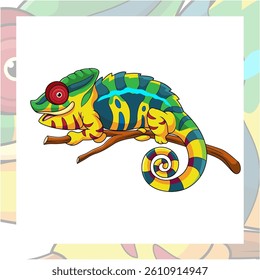 Cartoon chameleon on white background