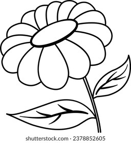 Cartoon Chamomile for Coloring. Vector Illustration of a Cute Flower