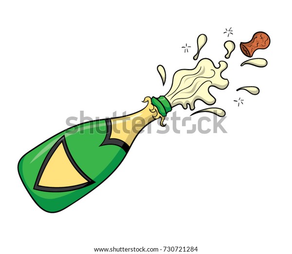 Cartoon Champagne Bottle Popping Stock Vector Royalty Free 730721284