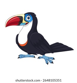 Cartoon Channel billed toucan bird on white background