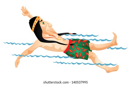 Cartoon Character Aborigine Isolated on White Background. Vector EPS 10.