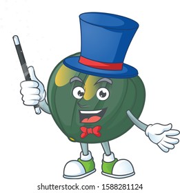 Cartoon character of acorn squash performance as a Magician