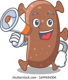 Cartoon character of actinomyces israelii having a megaphone