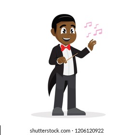 Cartoon character, African Boy in Conductor.,vector eps10