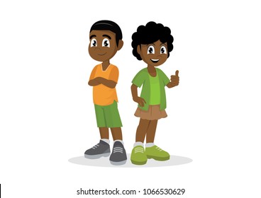 Cartoon character, African boy and girl.,vector eps10 