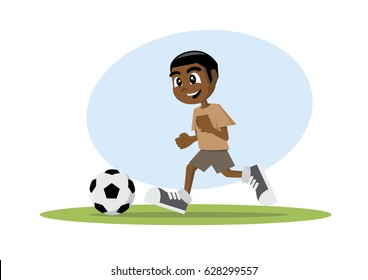 Cartoon character, African Boys playing soccer., vector eps10