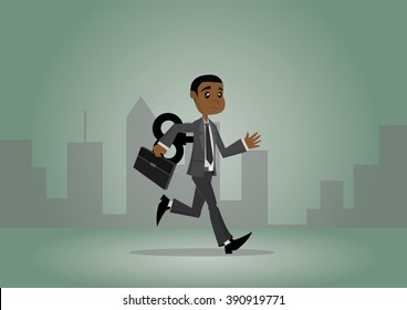 Cartoon character, African businessman system wind up., vector eps10