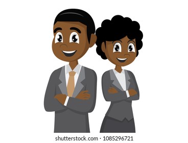 Cartoon character, African Businessman and women.,vector eps10