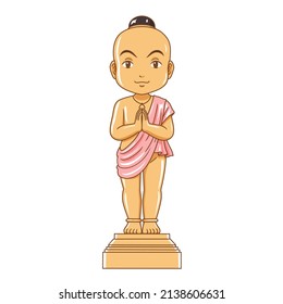 Cartoon Character of Ai Khai, Holy spirit boy in Thai legend story.