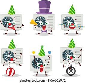 Cartoon character of air conditioner with various circus shows