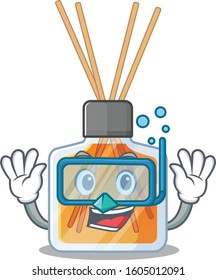 cartoon character of air freshener sticks wearing Diving glasses