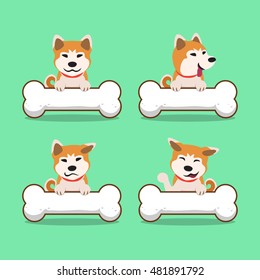 Cartoon character akita inu dog with big bones