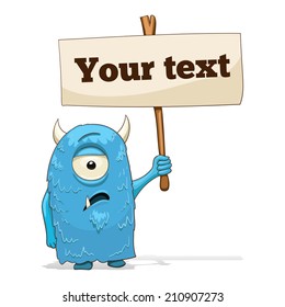 Cartoon character alien with place for text