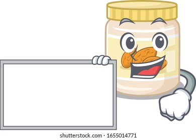 cartoon character of almond butter design concept bring a board