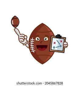 Cartoon character american football with plan board. illustration flat style. prints design, children book, children t shirt etc. design template vector