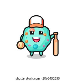 Cartoon character of amoeba as a baseball player , cute style design for t shirt, sticker, logo element