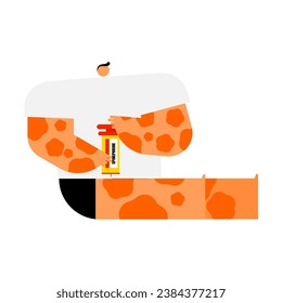 Cartoon character for anaphylactic shock first aid and resuscitation by epinephrine intramuscular injection.