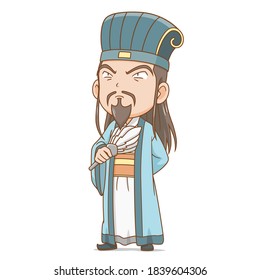 Cartoon Character Of Ancient Chinese Philosopher.