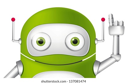 Cartoon Character Android Isolated on White Background. Vector.