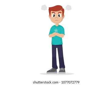 Cartoon character, Angry young man.,vector eps10