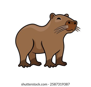 Cartoon character animal capybara isolated on white background.