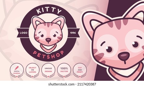 Cartoon character animal cat logo