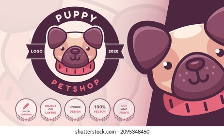 Cartoon character animal pet dog - logo