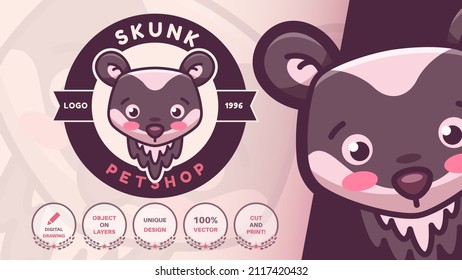 Cartoon character animal skunk logo