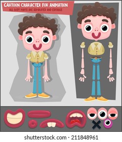 Cartoon character for animation. All body parts are separated and editable