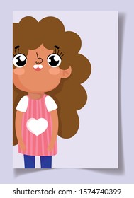 cartoon character animation little girl over card template design vector illustration