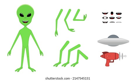 Cartoon character animation set for your motion design. Alien character animation.