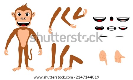 Cartoon character animation set for your motion design. Monkey character animation. Adobe character. Toon Boom. Moho.