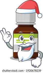 cartoon character of antibiotic bottle Santa having cute ok finger