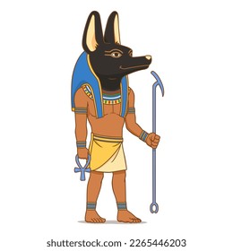 Cartoon character of Anubis, the god of funerary rites of Egypt.