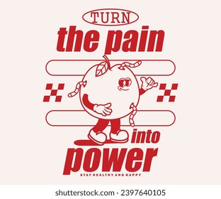 cartoon character of apple motivtional quote Graphic Design for T shirt Street Wear and Urban Style