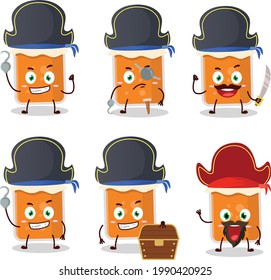 Cartoon character of apricot jam with various pirates  emoticons. Vector illustration