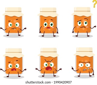 Cartoon character of apricot jam with what expression. Vector illustration