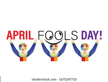 Cartoon character with april fools day performance clown explosive on white background. colorful design. vector illustration