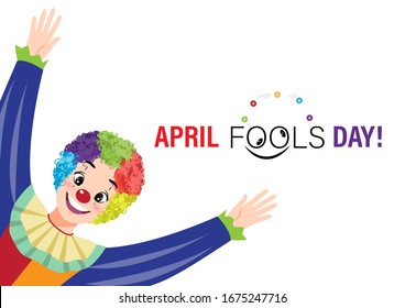 Cartoon character with april fools day performance clown explosive on white background. colorful design. vector illustration