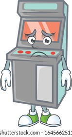 Cartoon character of a arcade game machine having an afraid face
