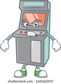 cartoon character of arcade game machine with angry face